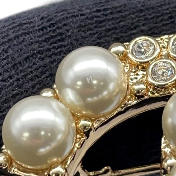 CHANEL Brooch Coco Mark Faux Pearl Rhinestone B24A BROACH - Picture 6 of 9